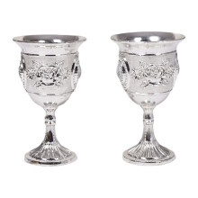Taça em liga de zinco prateado com design incrustado (1 peça)