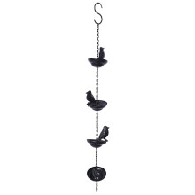 Retiazka do dažďa s motívom vtákov v pohároch, kovová, 4-vtáčí, 60 cm