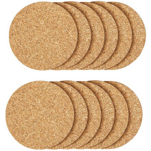 Paquete de 12 posavasos de corcho lisos de 10 cm de diámetro.