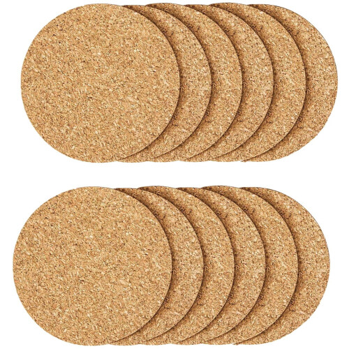 12 stk. blanke korkbordskånere, 10 cm i diameter