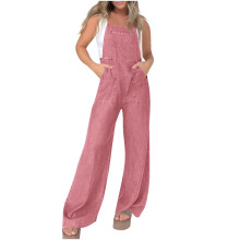 Mouwloze jumpsuit voor dames met col en wijde pijpen