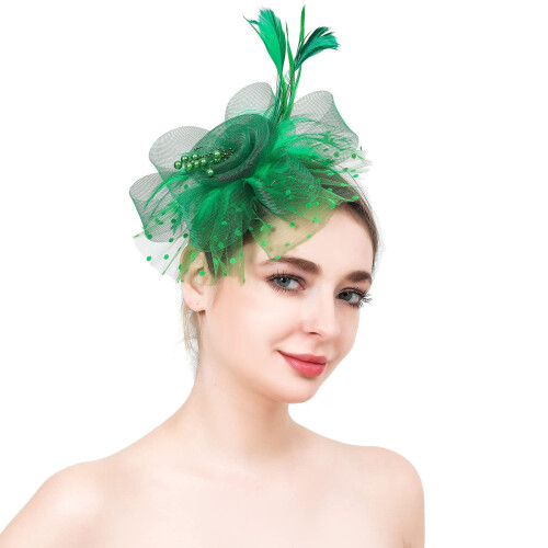 Γυναικείο κομψό καπέλο Derby Fascinator σε πράσινο χρώμα