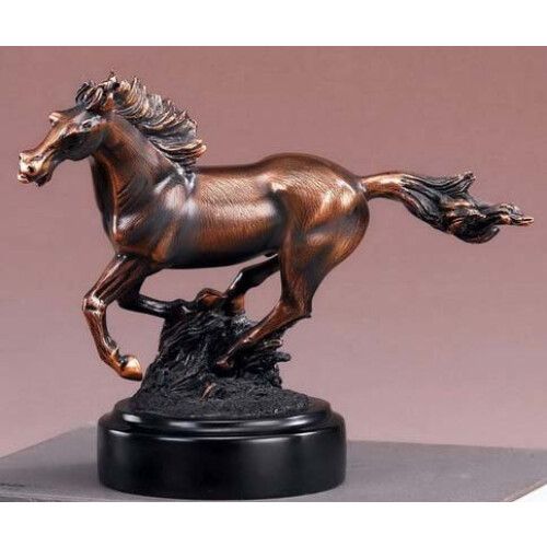 Equestrian Galloping Running Horse Statue - Figurine with Bronze Finish