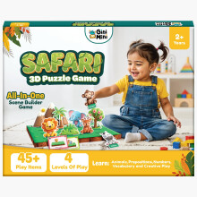 Ginimini Safari 3D Puzzle Game For Toddlers 2+ | Montessori Educational Scene Builder With Animals | 45+ Pieces | Screen-Free Learning Toy For Presch