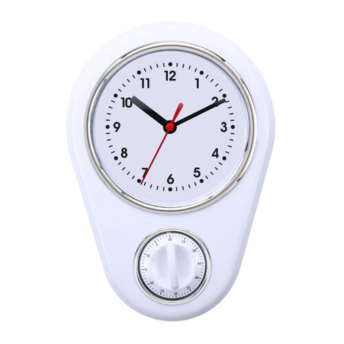 Minimalists Wall Clock Kitchen Timer For Home Decors 9-White