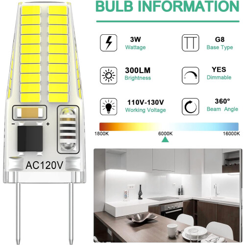 Bec G8LED reglabil 3W 6000K 300lm (pachet de 12) 2