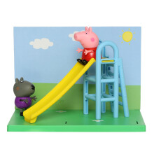 Peppa Pig Playground Slide Themed Preschool Toy And Danny Dog, Includes 2 Poseable Figures,Playset Playground Slide Accessory And Scene Cards, Toy For