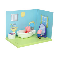 Peppa Pig And George'S Bathroom Themed Preschool Toyset, Includes 2 Poseable Figures, Bathtime Accessories And Scene Cards, Toy For Girls And Boys Age