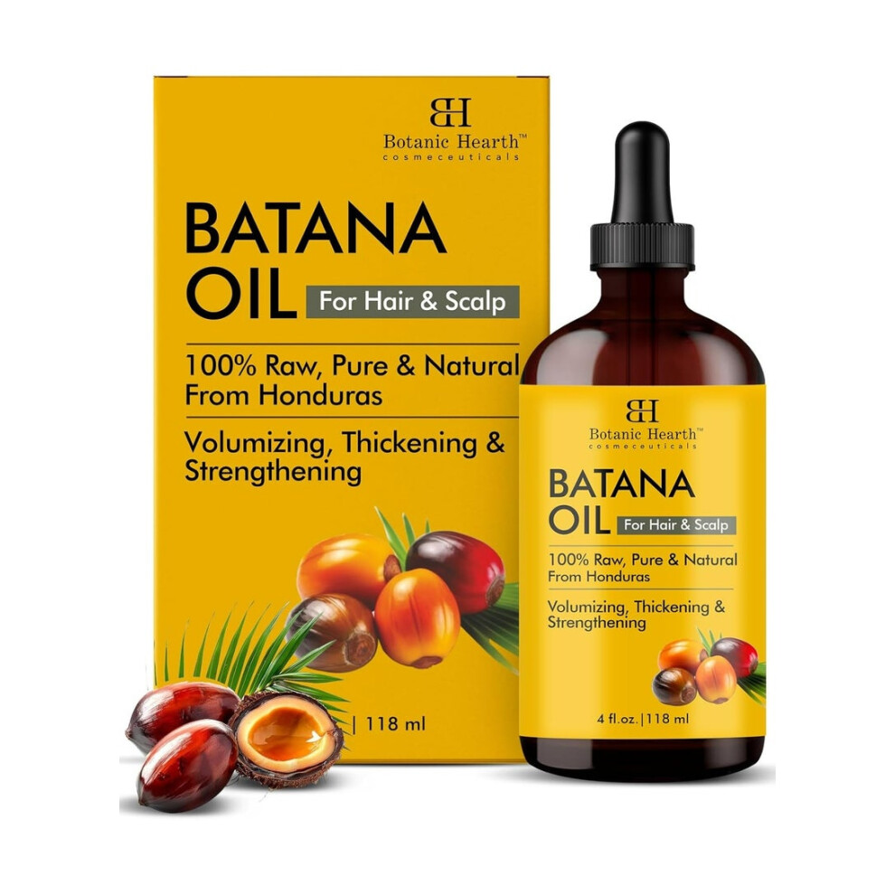 Botanic Hearth Raw Batana Oil for Hair Growth| 100% Pure & Unrefined Oil from Honduras | For Thicker, Stronger Hair - 118ml