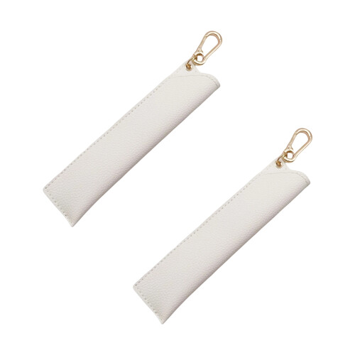 2Pieces Portable PU Leather Pencil Storage Bag With-Beige