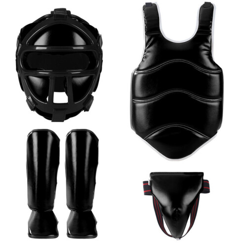 Breathable Impact Resistant Fighting Gear Set-black mask 5 L