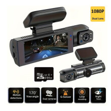 1080P Dual Lens Dash Cam Car DVR with Night Vision & Motion Detection - 32GB