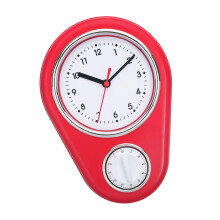 Kunststoff-Wanduhr, 22,9 cm, leiser Betrieb,-Rot