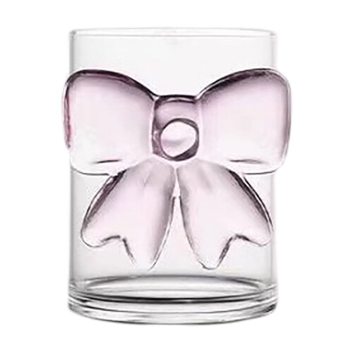Glaskoppset med rosett – 2 st transparent iskaffe och juice 1