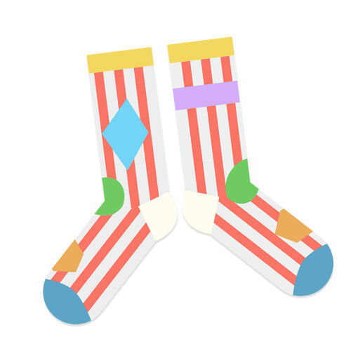 Breathable Mesh Stockings Trendy Rainbow Stripe Socks-RED