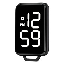 Plastic sleutelhangerhorloge Groot scherm Gemakkelijk af-zwart