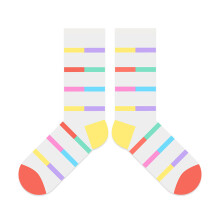 Stylish Stripe Geometric Cotton Socks For Women And Men-RAINBOW