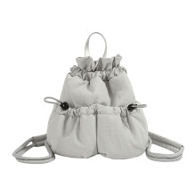 Mini sac à dos élégant avec cordon de serrage et rangement-Gris