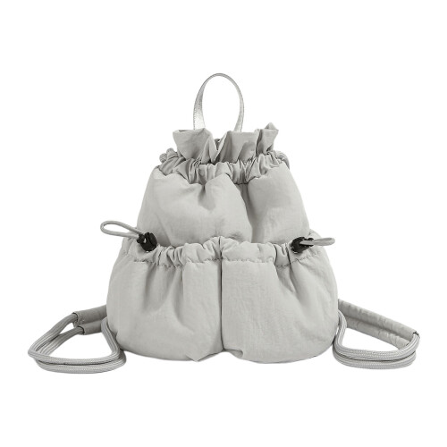 Mini sac à dos élégant avec cordon de serrage et rangement-Gris