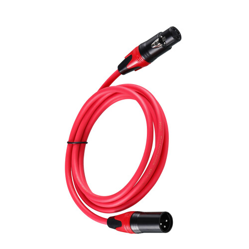 Professionelles 3-poliges XLR-Mikrofonkabel, Stecker-Rot 2 Meter