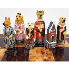 HPL Royal Cats Vs Dogs Set van Geschilderde Schaakstukken - Geen Bord