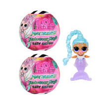 LOL Surprise Mermaids! Makeover Magic Baby Sisters 2 Pack with DIY Wearable Lip Gloss Makeup for You and Your Doll, Fun Water Play, Kids Gift Ages 4+