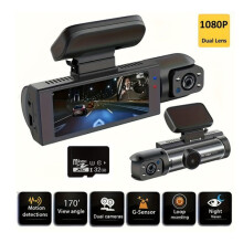 1080P Dual Lens Dash Cam Car DVR with Night Vision & Motion Detection - 64GB
