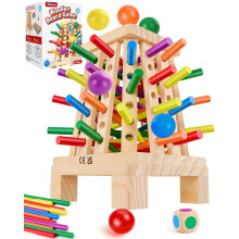 Montessori Wooden Board Game, 36 Colorful Sticks Board Games for Kids 4-6, Fine Motor Skills Toy Math Learning Montessori Toys for 3 4 5 6 Year Olds,