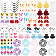 YAORISE 100Pcs Cute Rubber Duck Accessories to wear, Mini DIY Accessories for 2in Rubber Duck Decoration, Various Style - Hats Glasses Earphones Neckl
