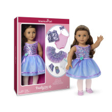 American Girl, Truly Me #117 Muñeca y Set de Baile Todo el Día, Ojos Marrones, Cabello Ondulado Marrón Oscuro