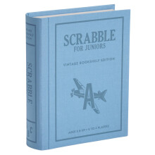 WS Game Company Scrabble para Niños Edición Vintage: Caja de Libros Envuelta en Lino