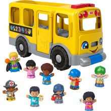 Fisher-Price Little People Spielzeug Großer Gelber Schulbus & 9 Figuren für Kinder ab 1 Jahr, Mehrsprachige Version