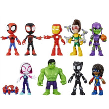 Marvel Spidey & His Amazing Friends Actiefiguren, Multi-Color, 4-Inch, 10-Pack, Leeftijd 3+