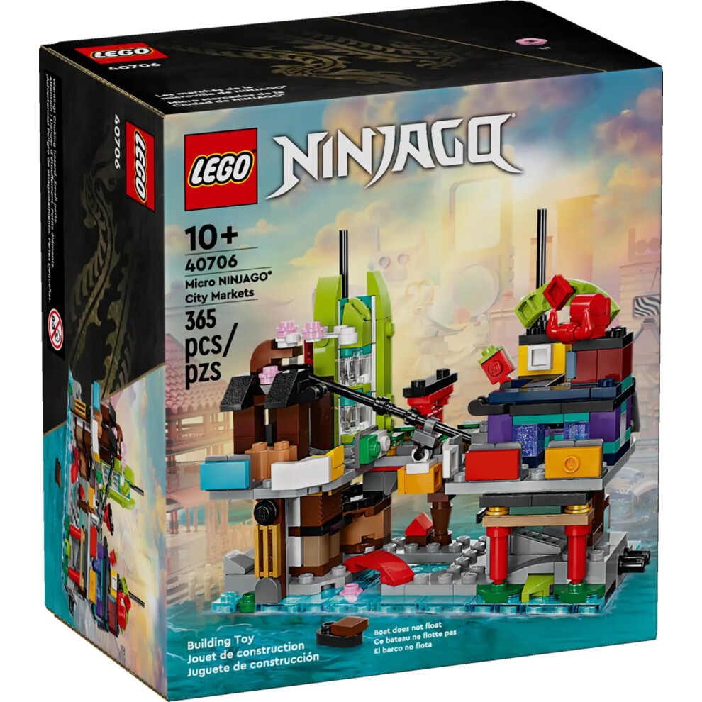 Lego Ninjago Micro City Markets Building Set 40706, Collectible Market Model, 365 Pieces, Ages 10+