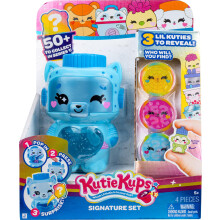 Kutie Kups - Gato Robot de 4" con 3 Kups y Figuras Lil Kuties Sorpresa - A partir de 5 años