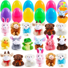 JOYIN 12 Uova di Pasqua Prefilled con Giocattoli di Peluche, Uova di Plastica con Giocattoli Mini