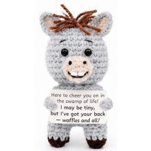 M.O.Q. Handgefertigtes inspirierendes Esel-Crochet-Geburtstagsgeschenk für Frauen, Männer, 14+