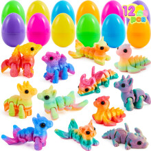 JOYIN 12 Pz Uova di Pasqua Prefabbricate con Animali Fantasy Stampati in 3D, Giocattoli Articolati