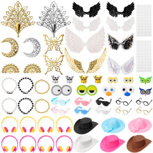YAORISE 58Pcs Cute Rubber Duck Accessories to wear, Mini DIY Accessories for 2in Rubber Duck Decoration, Various style - Hats Glasses Earphones Neckla