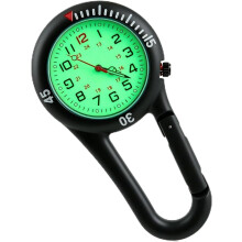 (Black) Carabiner Fob Watches Clip on Luminous Face Fob Watch Digital for Nurses Multifunctional Pocket Waterproof Medical Paramedics Accessories