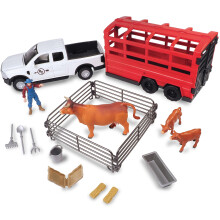 Big Country Toys: Truck & Veetrailer Avontuur - 18-delige Boerderij Speelset, Wit Pickup met Geluid