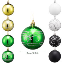 Grüne Weihnachtskugeln, 24 Stück, bruchsicherer Kunststoff