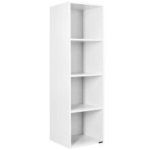 Weißes Bücherregal mit 4 Ablagen, 106 x 30 x 30 cm, MDF
