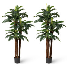 Artificial Palm Tree Set with Adjustable Leaves, 191 cm