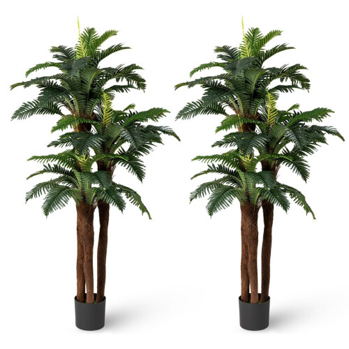 Artificial Palm Tree Set with Adjustable Leaves, 191 cm