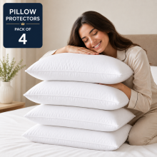 (Pack of 4) Pillow Protectors 50x75cm White - 100% Microfiber Pillow Covers - Washable Anti-Dust Mite Pillow Cases