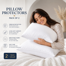 (Pack of 2) Pillow Protectors 50x75cm White - 100% Microfiber Pillow Covers - Washable Anti-Dust Mite Pillow Cases