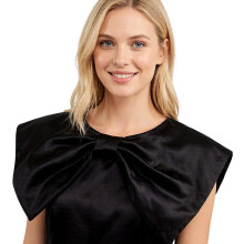 Stylish Detachable Bows Tie Collar Soft Satins Costume-Black