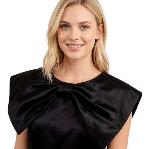 Stylish Detachable Bows Tie Collar Soft Satins Costume-Black