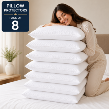(Pack of 8) Pillow Protectors 50x75cm White - 100% Microfiber Pillow Covers - Washable Anti-Dust Mite Pillow Cases